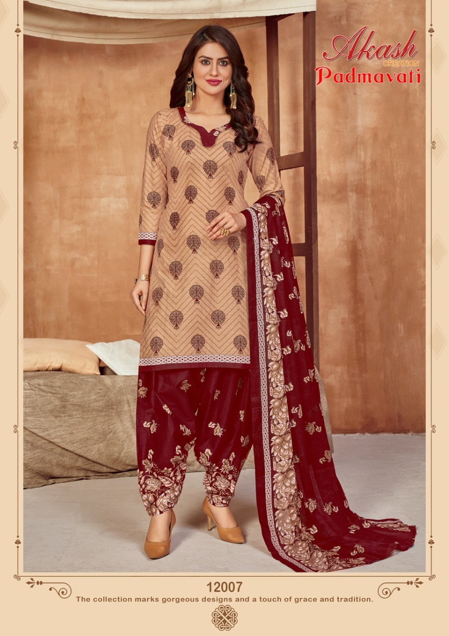 Akash Creation Padmavati Vol 12 Cotton Printed Patiyala Dress Material Catalog - Unstitched Fabric, Multi Color, Casual Dress Type, All Season Wear, Washable