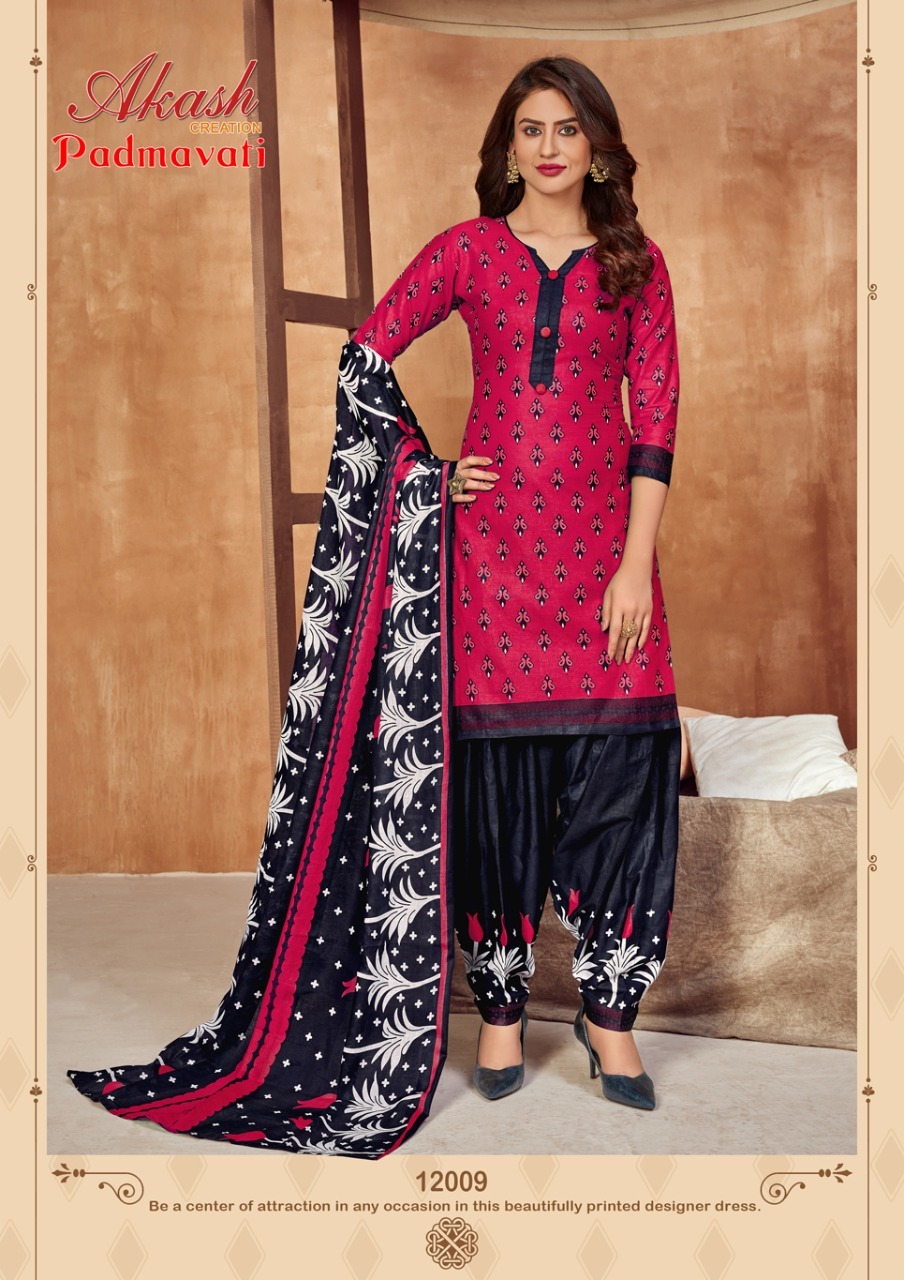 Akash Creation Padmavati Vol 12 Cotton Printed Patiyala Dress Material Catalog - Unstitched Fabric, Multi Color, Casual Dress Type, All Season Wear, Washable