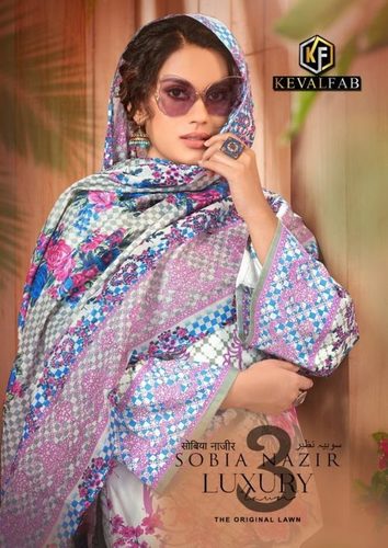 Multi Color Keval Fab Sobia Nazir Vol 3 Pure Lawn Karachi Printed Dress Material Catalog