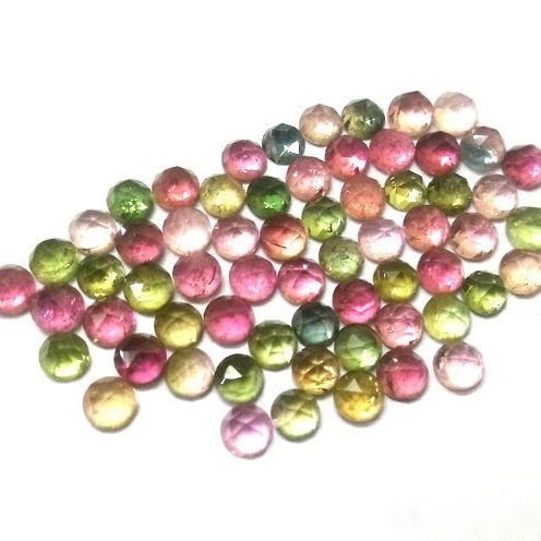 Multi Tourmaline - 5mm Rose Cut Round Loose Gemstones | Aaa Quality, Natural Material, Multi-color, Excellent Making/cut