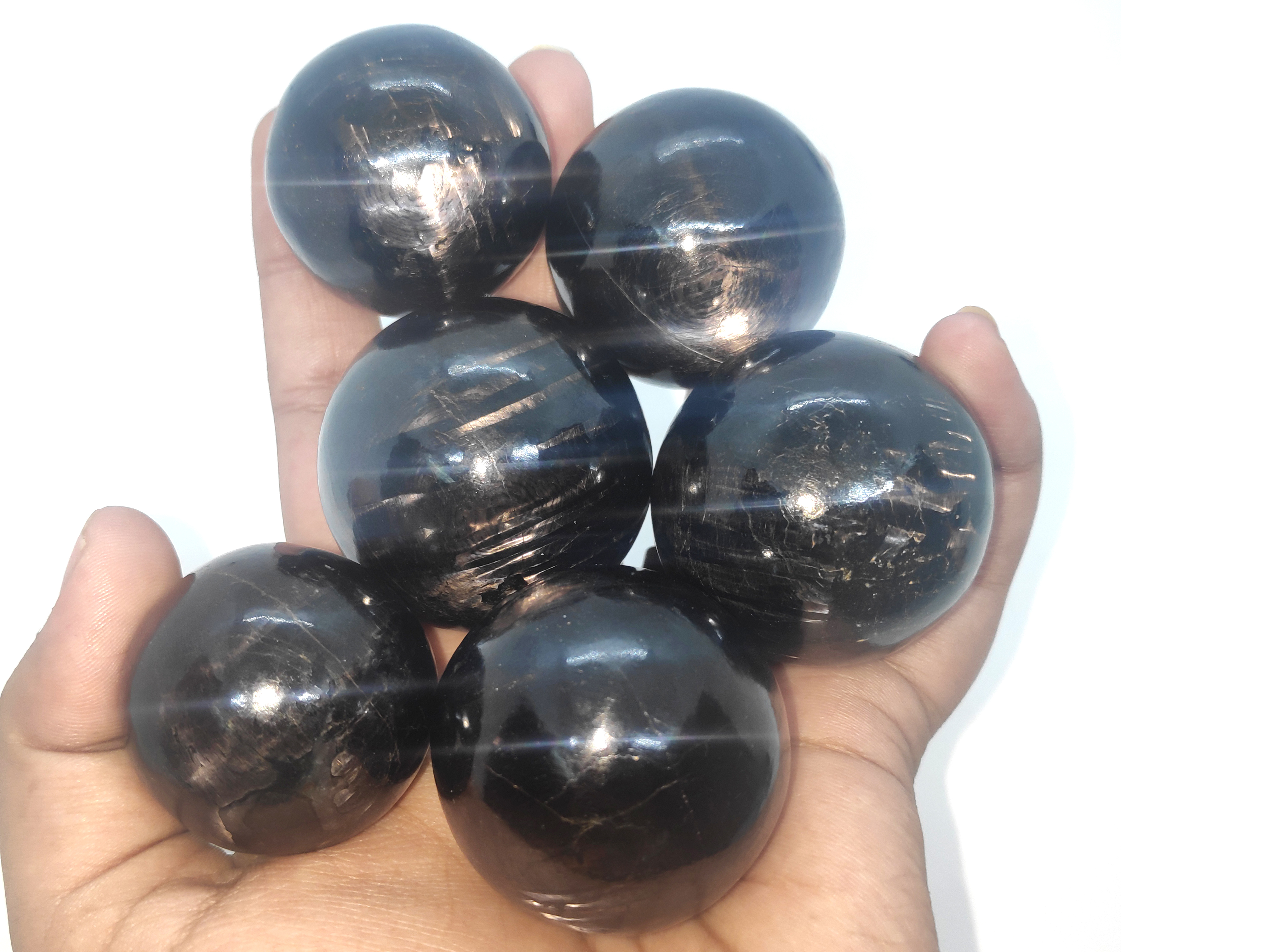 Hypersthene Spheres Gemstones - Polished 1-2 Cm Black Spheres, Natural Healing Collectibles
