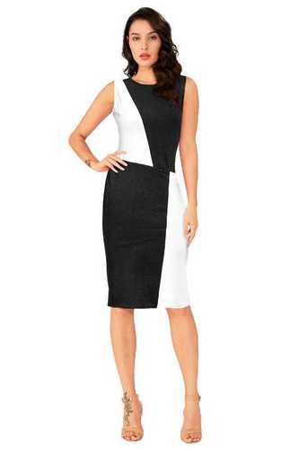 Exclusive Designer Dress - Knitting, 36 Inches Length, Black Color | Modern Ethnic Style, Sleeveless, All Season Washable, Printed Design