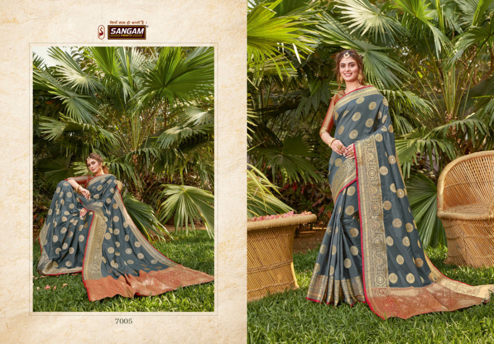 Multi Color Sangam Tarz Festive Wear Silk Sarees Catalog Collection