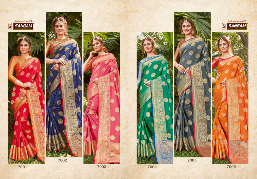 Multi Color Sangam Tarz Festive Wear Silk Sarees Catalog Collection