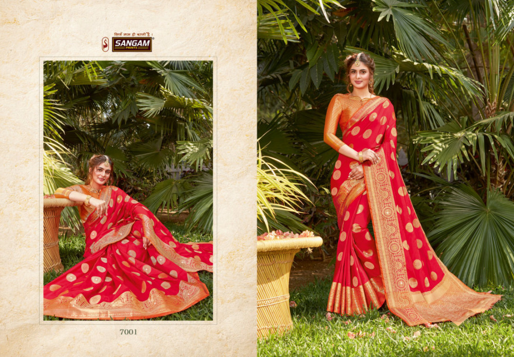 Multi Color Sangam Tarz Festive Wear Silk Sarees Catalog Collection