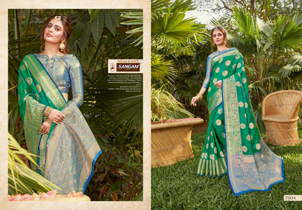 Multi Color Sangam Tarz Festive Wear Silk Sarees Catalog Collection