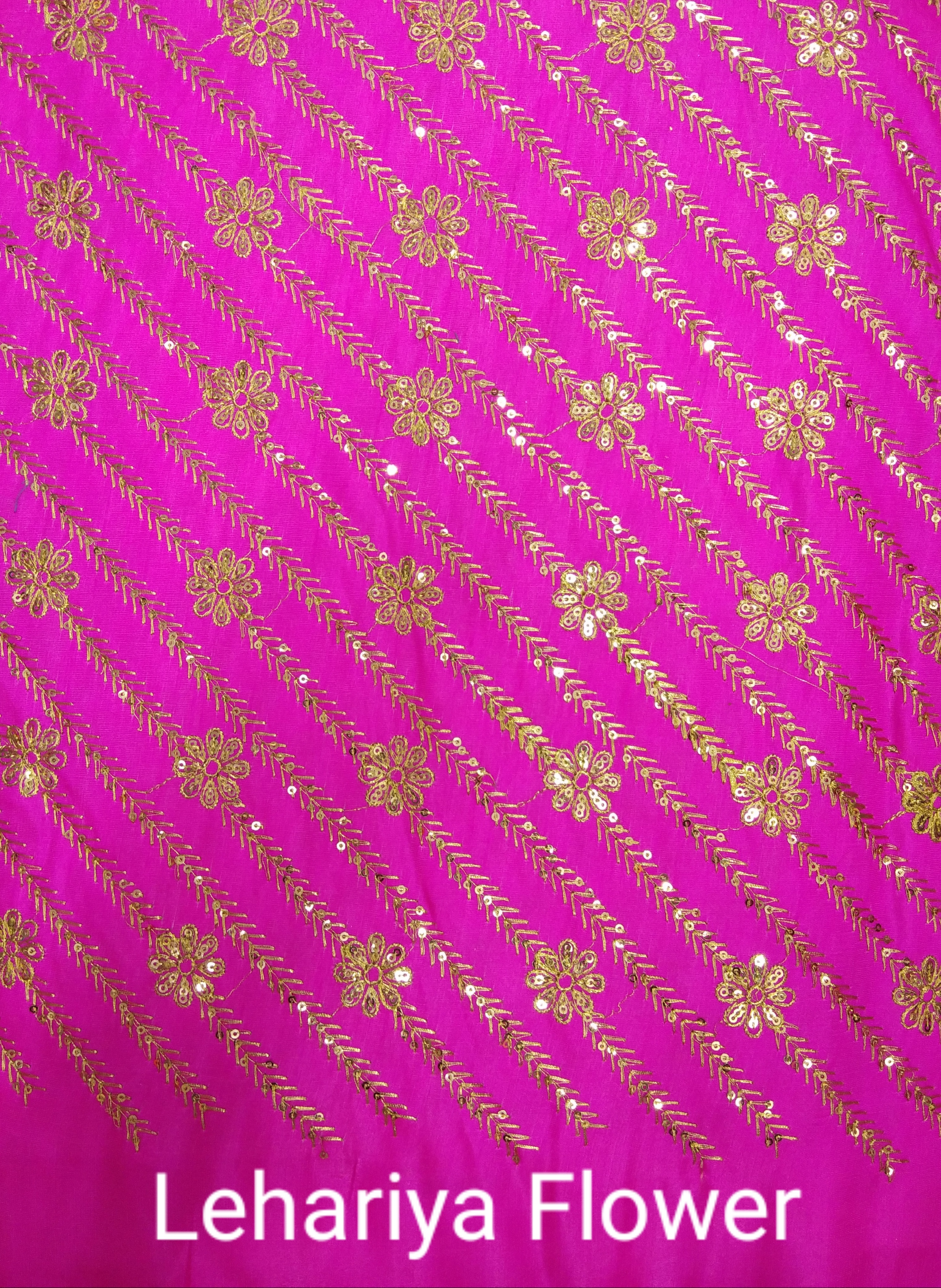 Lehariya Flower Multi Embroidery Fabric - 44" Width, 100 Cm Length, Available In Light & Dark Colors, Embroidered Texture For Multipurpose Use