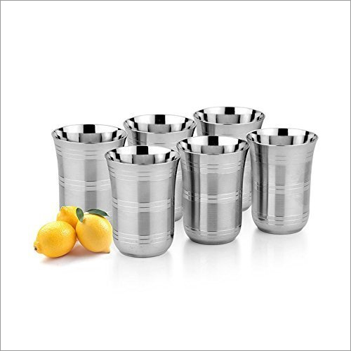 Stainless Steel Glass - Customized Size, Silver Color | Mirror Finish, Superior Quality, Set of 6 Pieces for Restaurant and Home Use