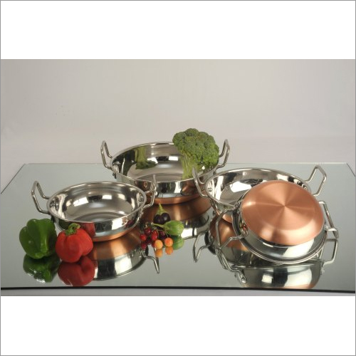 Copper Bottom Handi Set - Stainless Steel, Customized Size, Silver Color | Mirror Finish, Rust Resistant, Ideal For Home And Restaurant Use