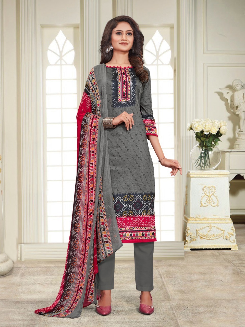 glace cotton dress material PREET 826 BY BIPSON GLACE COTTON DRESS MATERIALS FOR CASUAL WEAR