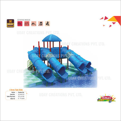 Outdoor Playground 4 Arms Tube Slide