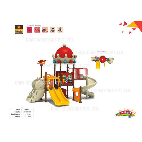 Kids Outdoor Play Equipment - 22x12 Ft, FRP & MS Material, Red Color, 3 Layers PU Paint Finish | Ideal for Ages 3-12, High Durability, Low Maintenance