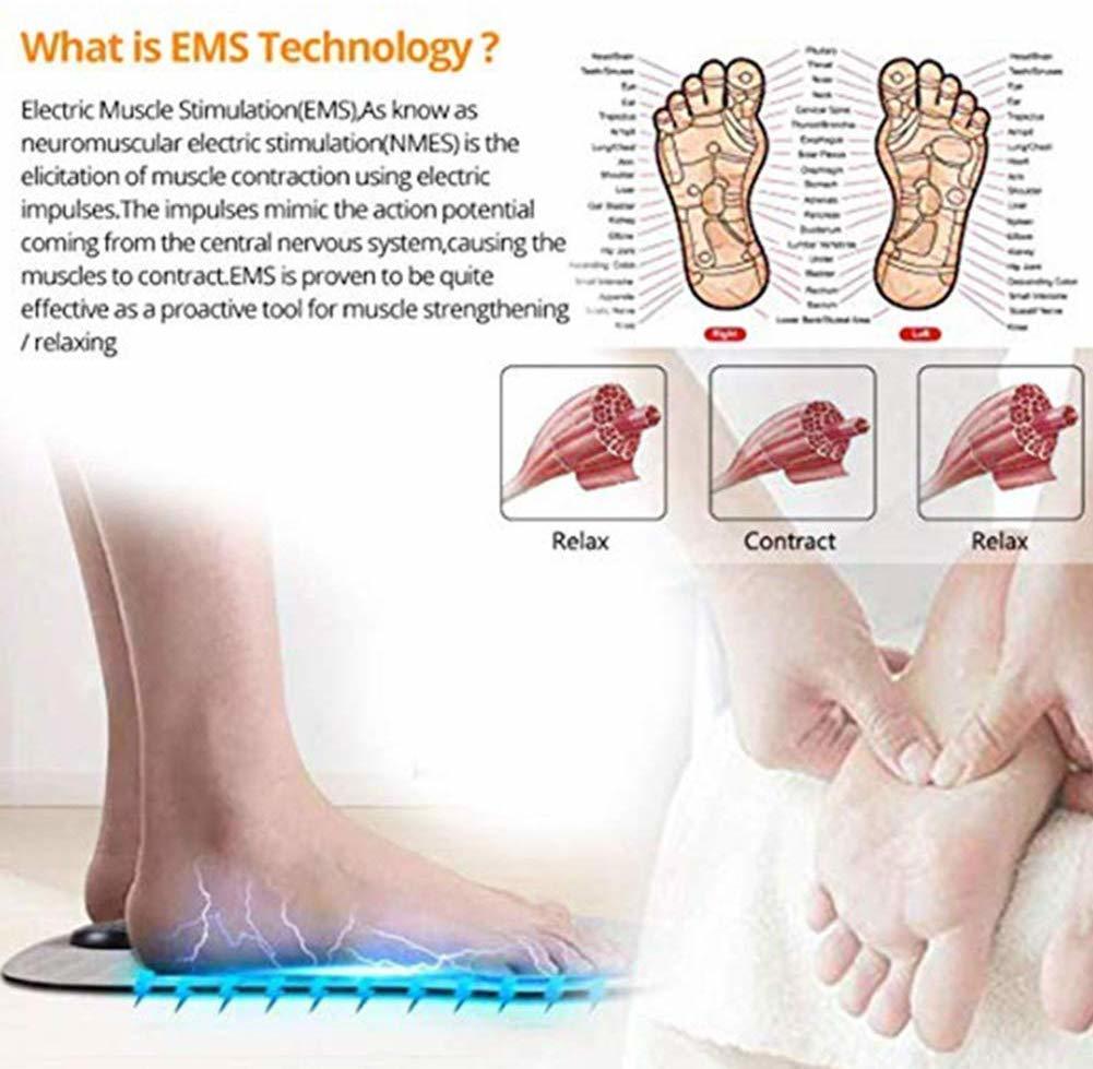 Ems Foot Massager - Pu Leather, 12x12 Inches, Black | 6 Modes, 10 Intensity Levels, Foldable Design, Easy Operation, Portable For Travel