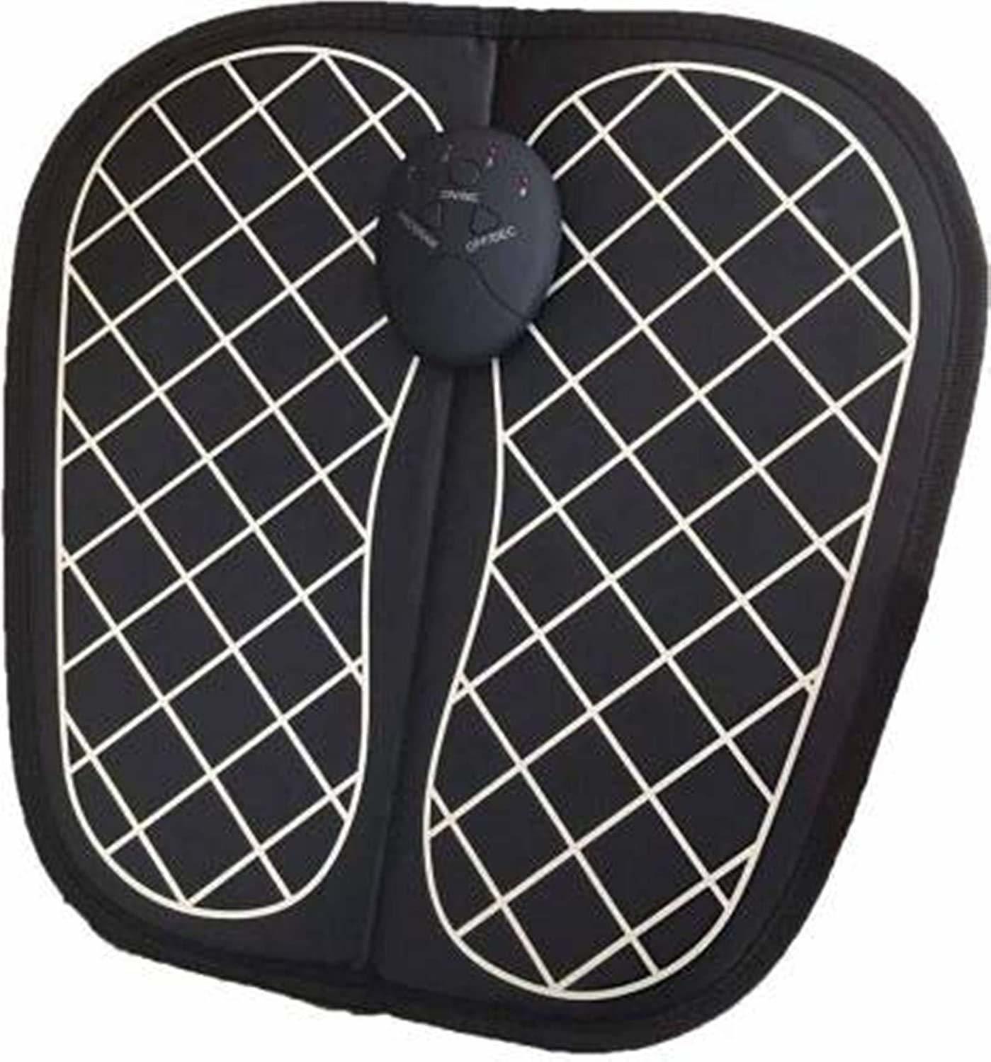 Ems Foot Massager - Pu Leather, 12x12 Inches, Black | 6 Modes, 10 Intensity Levels, Foldable Design, Easy Operation, Portable For Travel