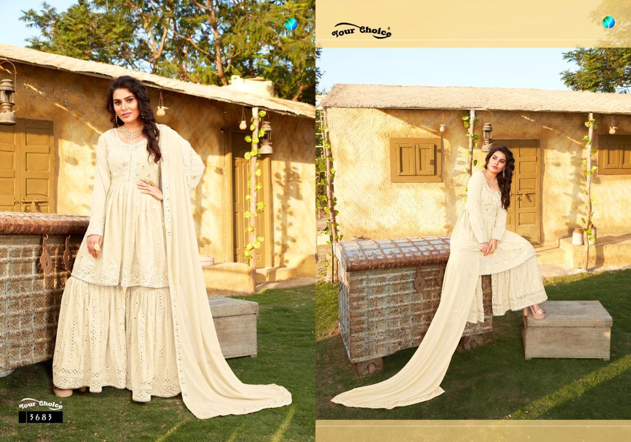 Multi Color Your Choice Magic Georgette Sharara Style Salwar Suit Catalog