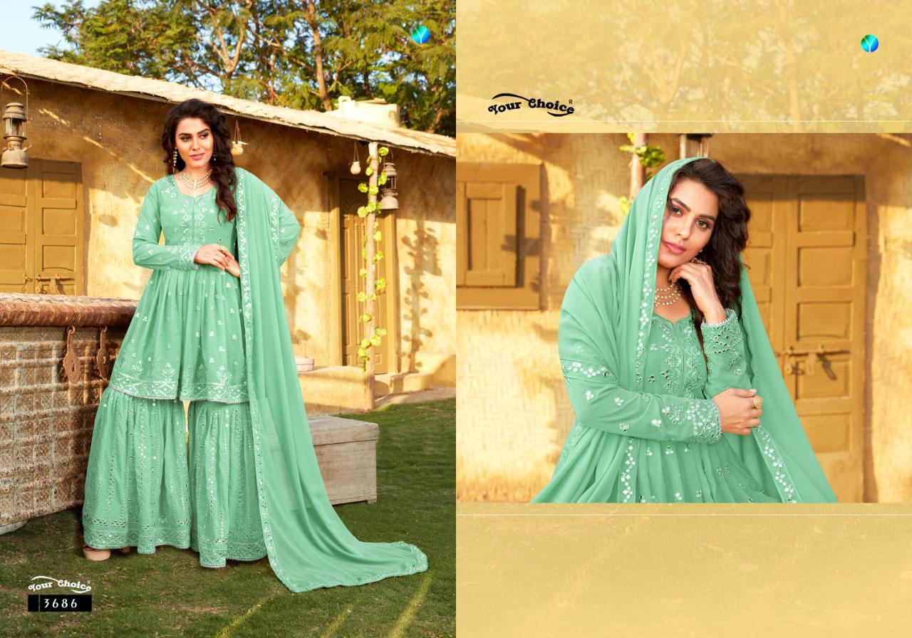 Multi Color Your Choice Magic Georgette Sharara Style Salwar Suit Catalog