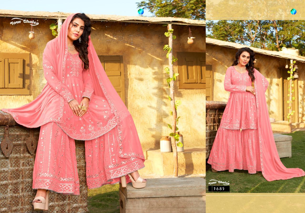 Multi Color Your Choice Magic Georgette Sharara Style Salwar Suit Catalog