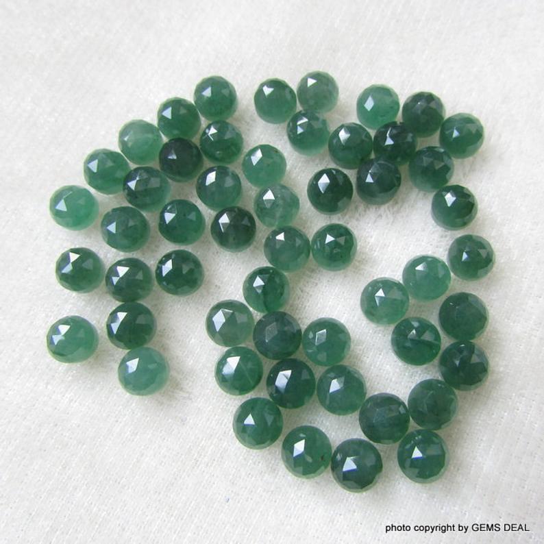 10mm Green Aventurine Rose Cut Round Loose Gemstones Grade: Aaa