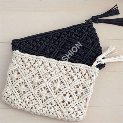 White Mecrame Hand Bags