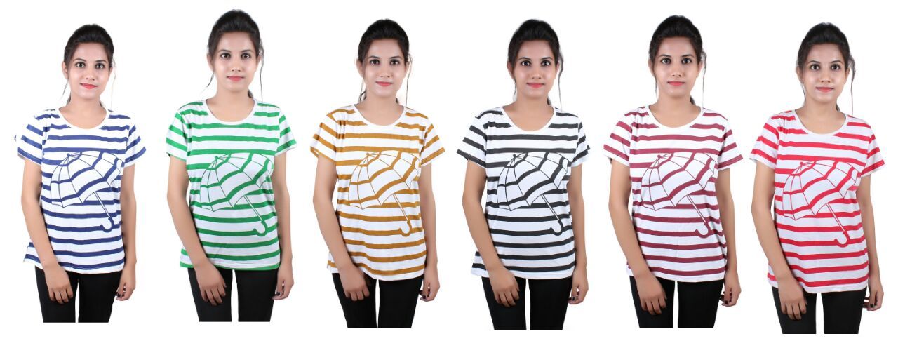 Ladies T Shirt Tops - Cotton, Sizes: M, L, Xl, Xxl | Multi Shades, Short Sleeves, Embroidered Pattern, Breathable, Quick Dry, Casual Wear