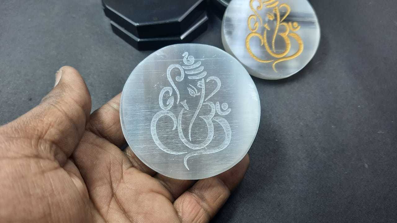Ganesh Designed Selenite Slices
