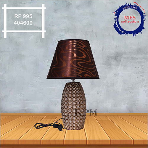 Decorative Table Lamp - Ceramic, 14 Inches, Brown | LED Bulb, 60W Wattage, Fabric Shade, 120V Voltage