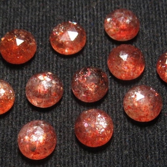 7mm Sunstone Rose Cut Round Loose Gemstones