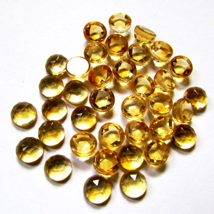 8mm Citrine Rose Cut Round Loose Gemstones Grade: Aaa