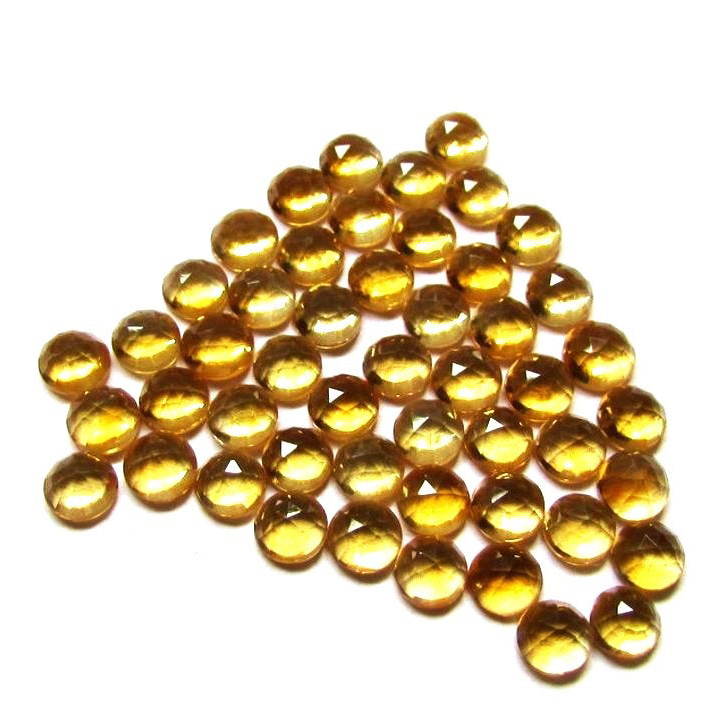 8mm Citrine Rose Cut Round Loose Gemstones Grade: Aaa