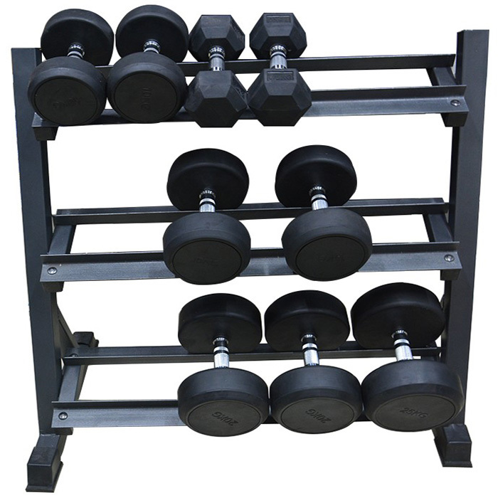 Round Hex Rubber Dumbbell With Different Weight