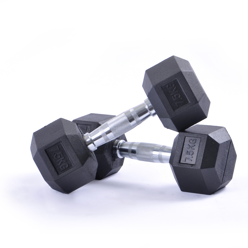 Round Hex Rubber Dumbbell With Different Weight