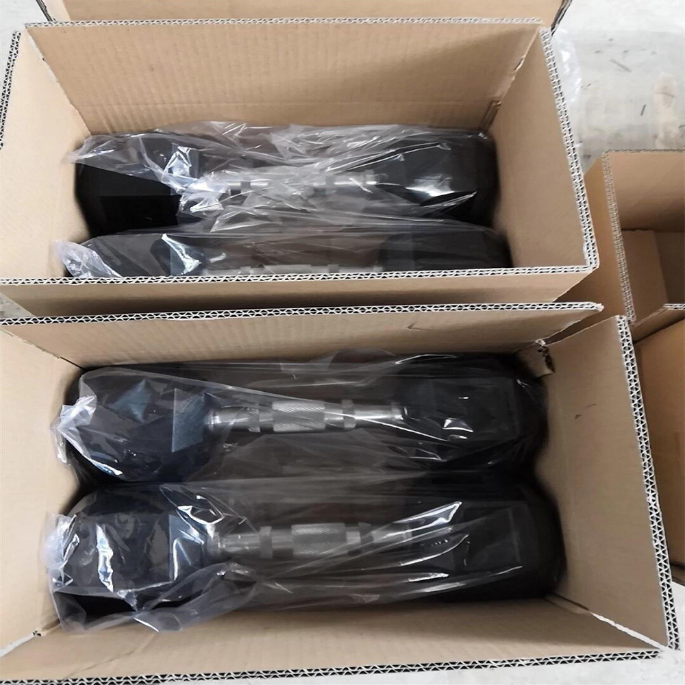 Round Hex Rubber Dumbbell With Different Weight