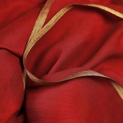 DF201550 डायमंड जरी बॉर्डर शिफॉन फैब्रिक