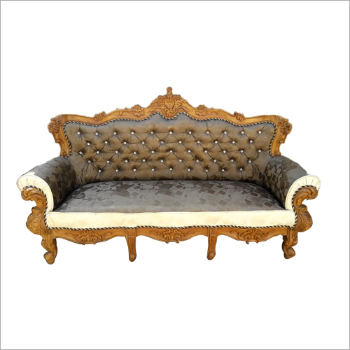 Wooden Teak Sofa In Leather