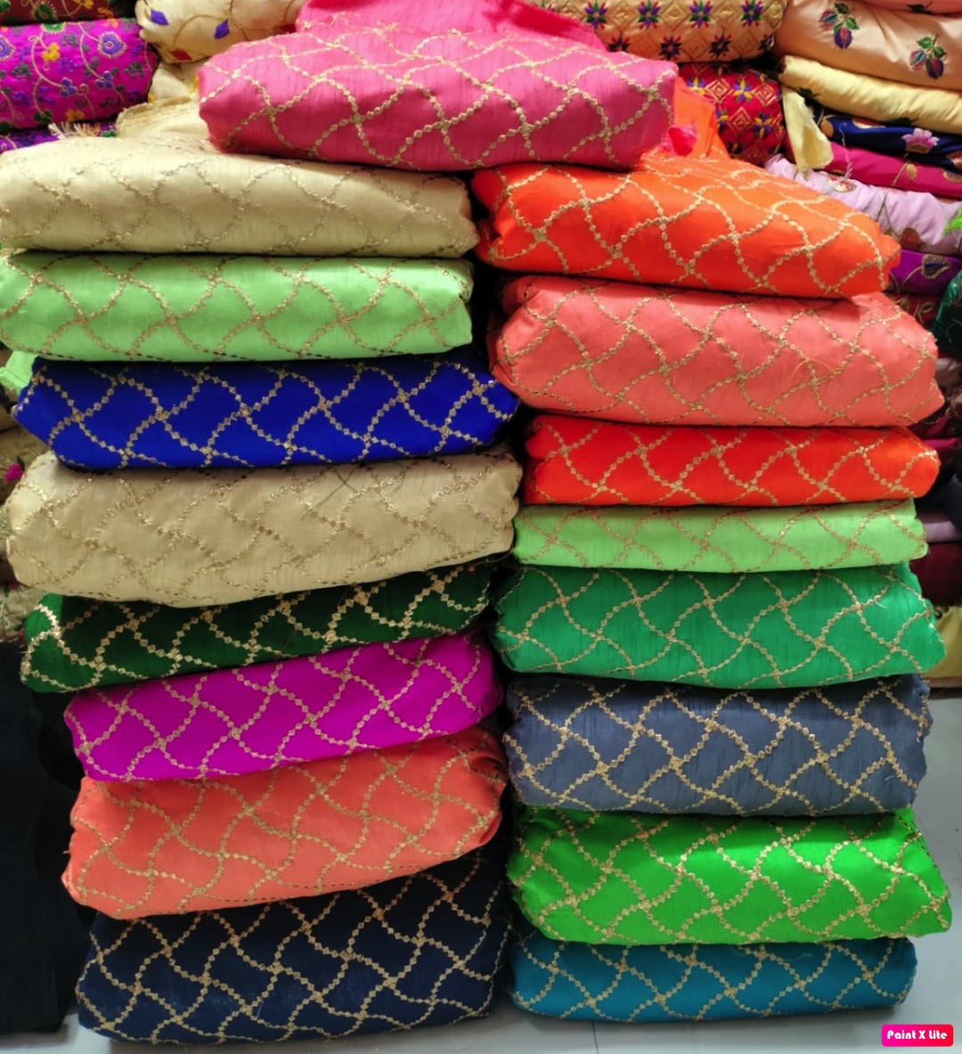 Allover Zari Embroidery - Embroidered Fabric 44" Width, 100 Cm Length, Available In All Light & Dark Colors For Multipurpose Use