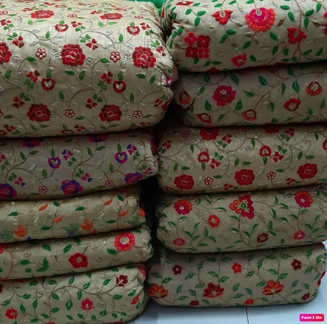 Heavy Multi Embroidery - 100 Cm Length 44" Width | Multipurpose Use Washable Available In All Light & Dark Colors Embroidered Texture