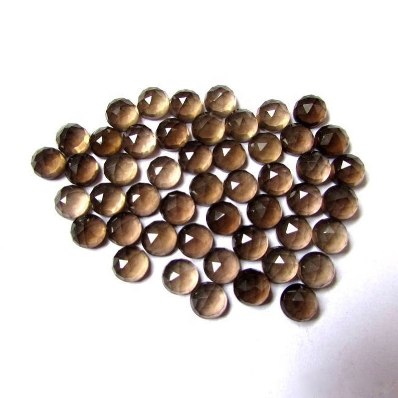Smoky Quartz Rose Cut Round Loose Gemstones - 6mm Aaa Quality, Natural Brown Color, Excellent Cut