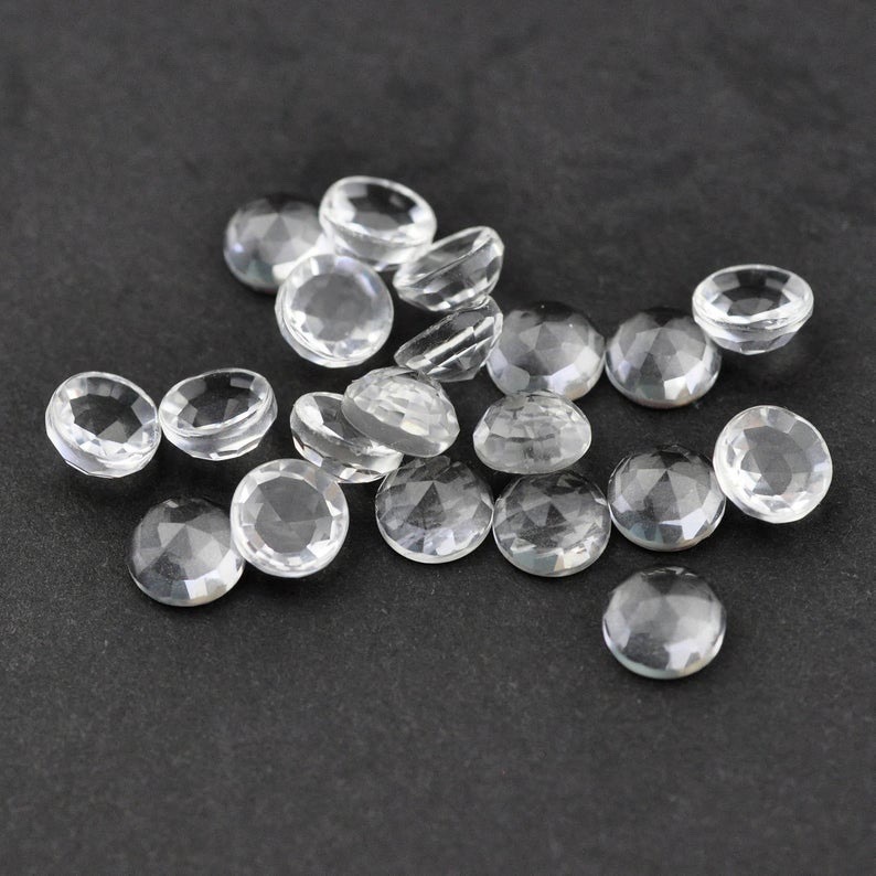 4mm Crystal Quartz Rose Cut Round Loose Gemstones Grade: Aaa