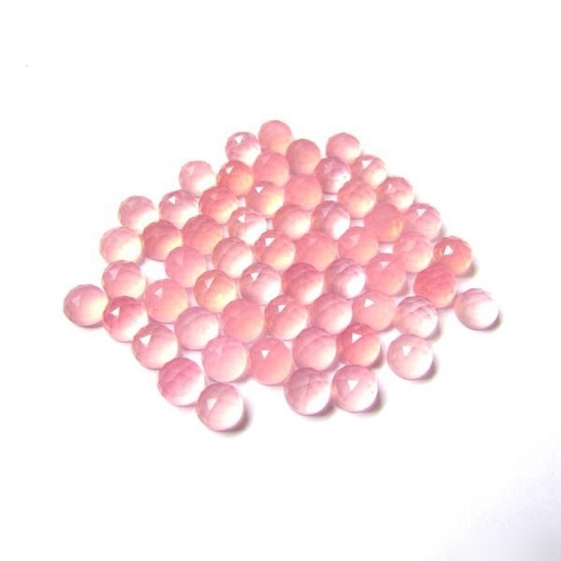 5mm Pink Chalcedony Rose Cut Round Loose Gemstones Grade: Aaa