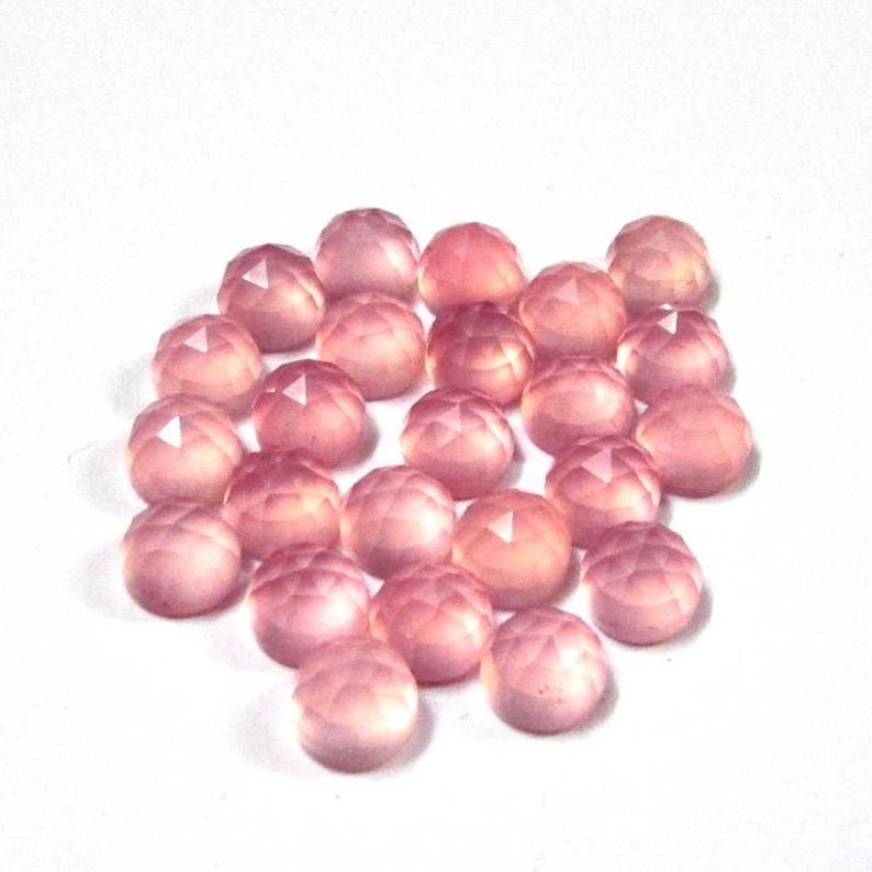 5mm Pink Chalcedony Rose Cut Round Loose Gemstones Grade: Aaa