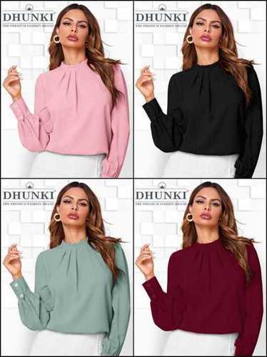 Dhunki Designer Ladies Tops - Heavy Georgette, 24-25 Inch Length, M(38) & XL(42) Sizes , Full Stitched with Full Sleeves, Available in 4 Colors