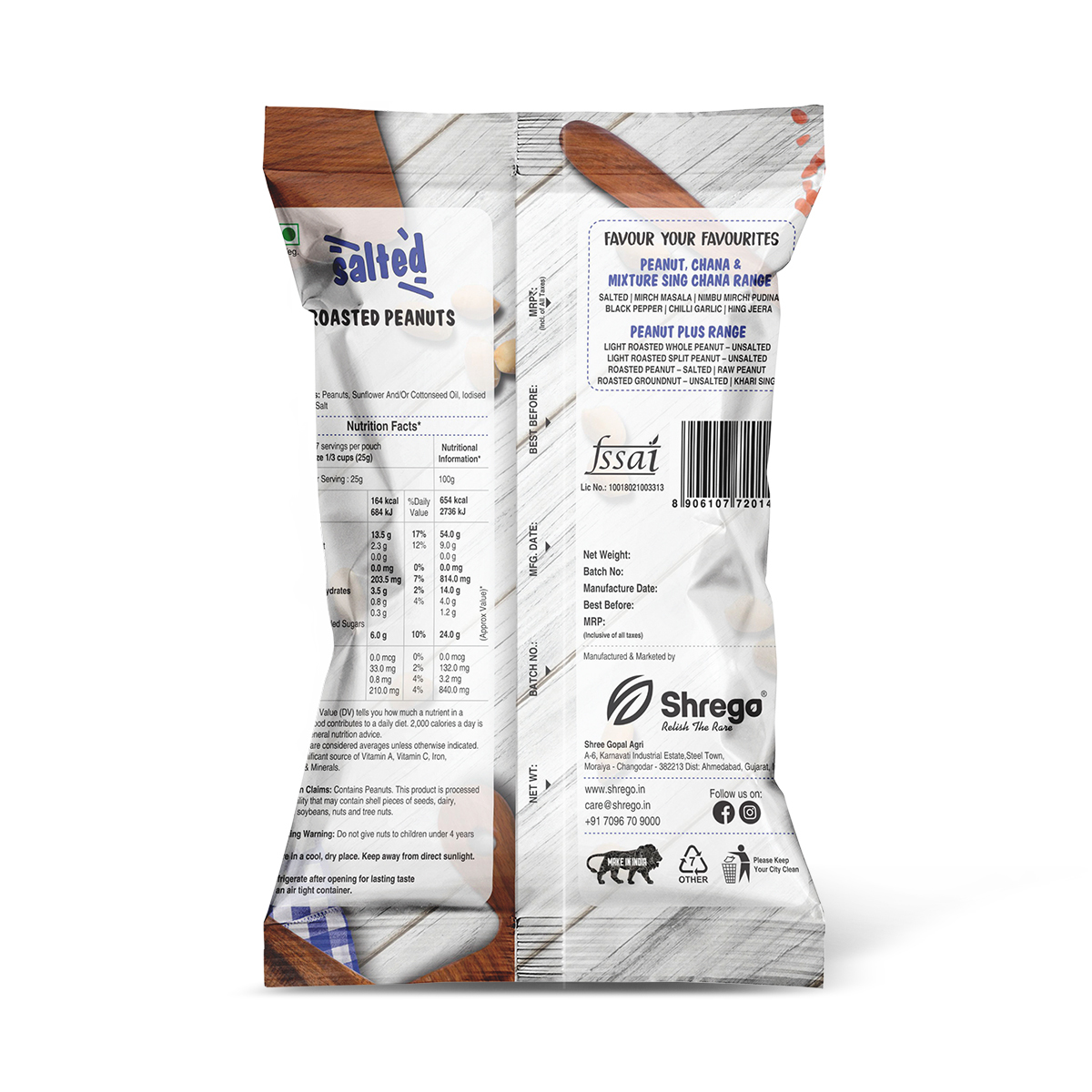 Shrego Salted Roasted Peanuts - 40g Nitrogen Purged Pillow Pouch | Guilt-free Snack, Fssai Certified, No Artificial Flavors Or Colors