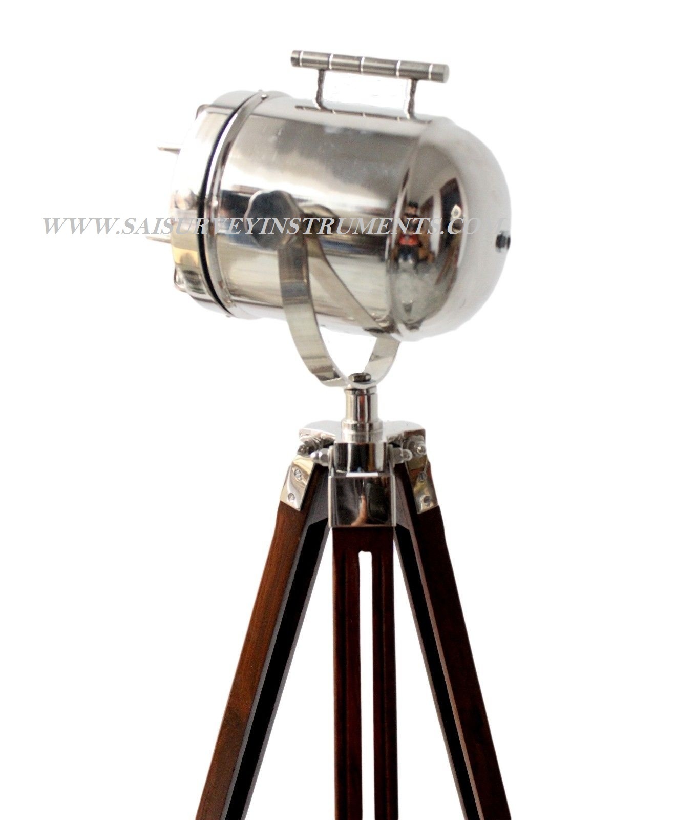 Nautical Spotlight - Wood & Metal, 45" Height, Brown Finish | Vintage Nautical Design, Handmade Home Decor, Ideal For Parties And Stage Acting