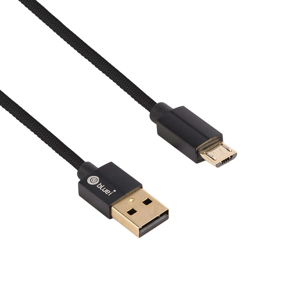 Dc-x11 2.4 Amp Micro Fast Bluei Data Cable - Cloth Braided, 1m Length, V8 & Usb Connectors | Fast Charging, 480 Mbps Data Sync, Tangle-free Design