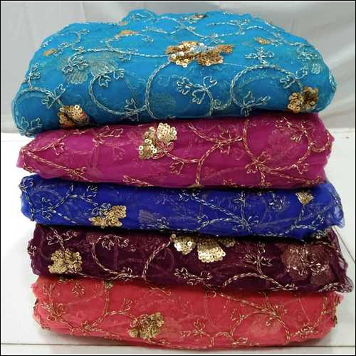 Net Embroidery Fabric - 100 cm Length, 44" Width | Multipurpose Use, Washable, Available in All Light & Dark Colors, Embroidered Texture