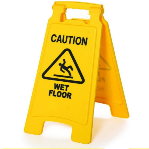 Plastic Caution Board - Fiber Material, 5mm Depth, 3cm Width, 8cm Height | Yellow Eco-Friendly Manual Warning Signal, Flexible Design