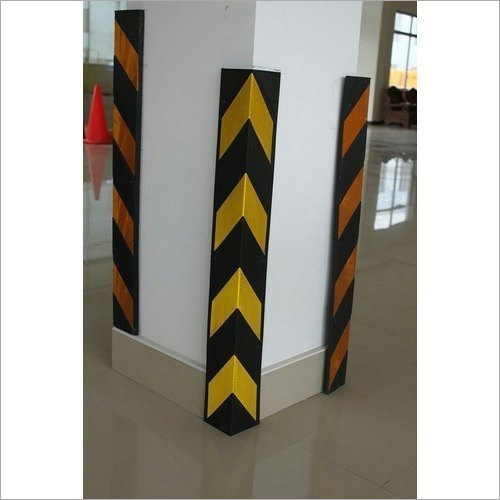 Rubber Corner Guard - High Impact Resistant Rubber, 800X1000x1200 mm Size, Black Color | Eco-friendly, Waterproof Design, L Shape with Reflective Tape