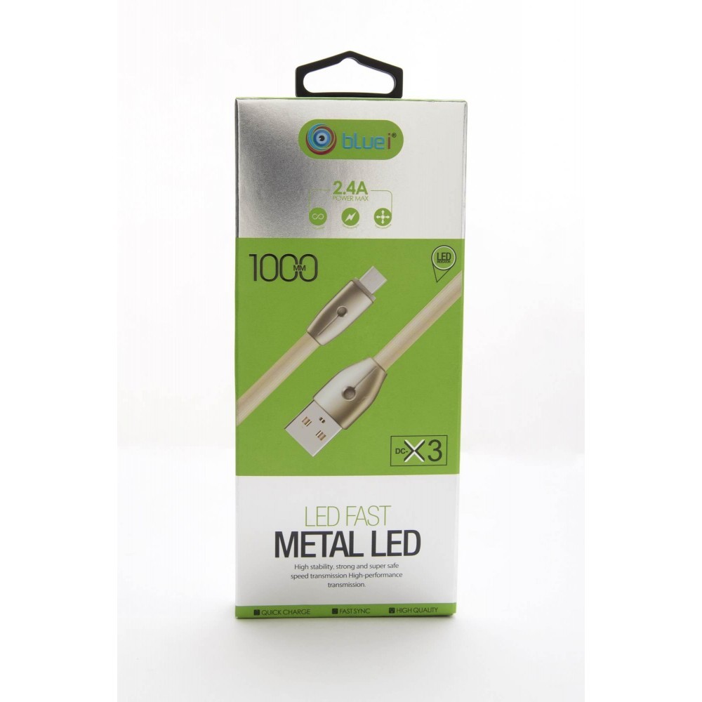 Dc-x3 2.4 Amp Iphone Fast Bluei Data Cable - Tpe, 1m Length, Flat Design | Tangle-free, Anti-rust Connectors, Fast Charging, Data Transfer