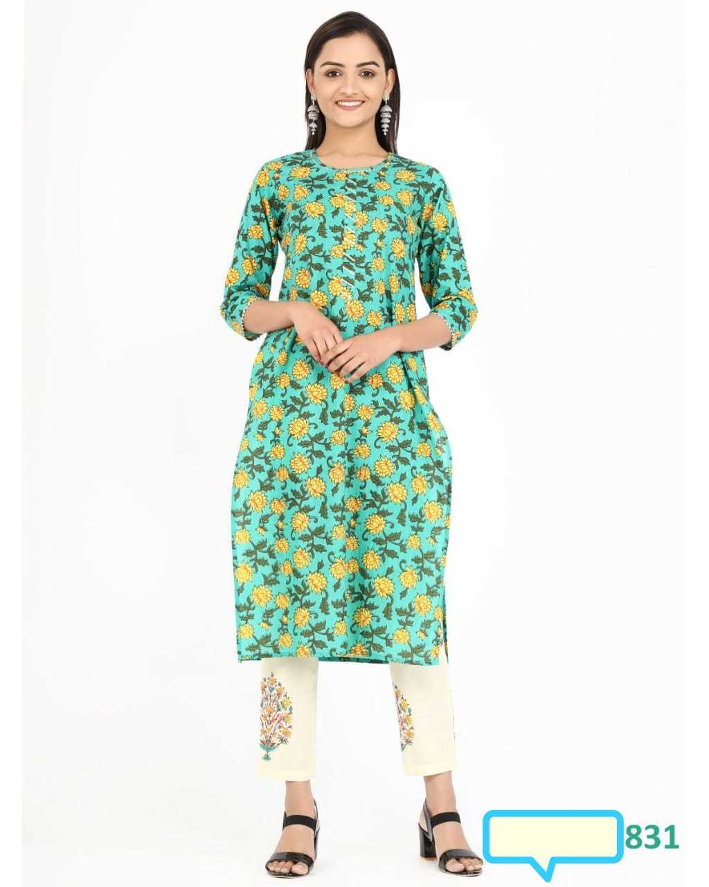 Exclusive Designer Cotton Kurtis With Pant Decoration Material: Laces