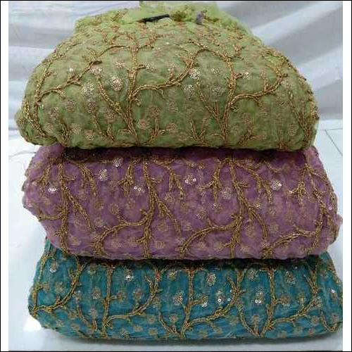 Net Embroidery Fabric - Net Material, 44" Width, 100 cm Length | Multipurpose Use, Available in Light & Dark Colors, Embroidered Patterns